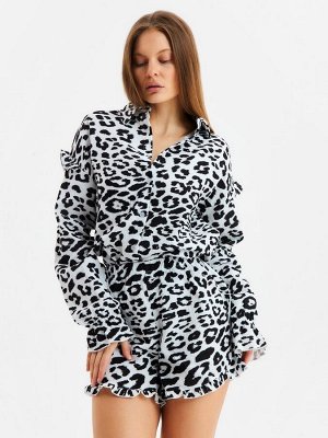 Комплект домашний женский (рубашка, шорты) KAFTAN «Муслин: leopard» размер
