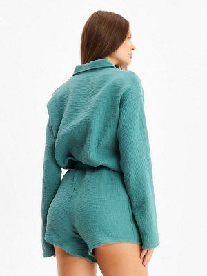 Комплект домашний женский (рубашка, шорты) KAFTAN Basic размер, зеленый
