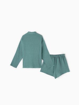 Комплект домашний женский (рубашка, шорты) KAFTAN Basic размер, зеленый