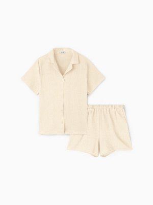 Комплект домашний женский (рубашка, шорты) KAFTAN Basic размер, молочный