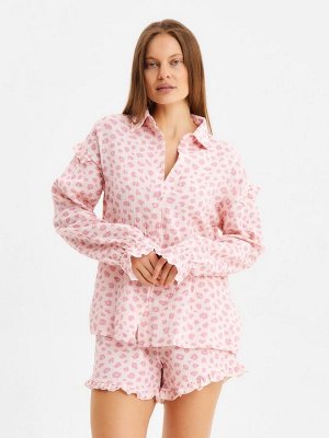 Комплект домашний женский (рубашка, шорты) KAFTAN «Муслин: pink leopard» размер, розовый