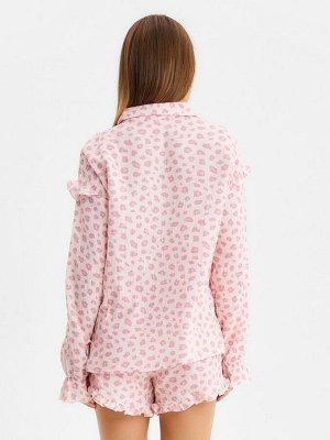 Комплект домашний женский (рубашка, шорты) KAFTAN «Муслин: pink leopard»размер, розовый