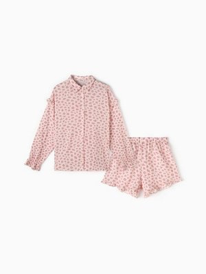 Комплект домашний женский (рубашка, шорты) KAFTAN «Муслин: pink leopard» размер, розовый