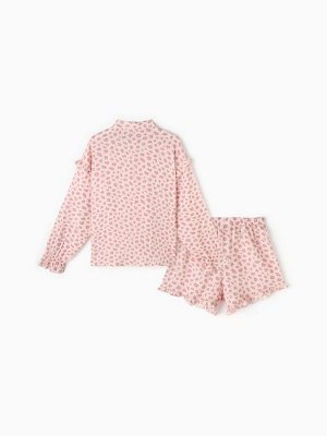 Комплект домашний женский (рубашка, шорты) KAFTAN «Муслин: pink leopard»размер, розовый