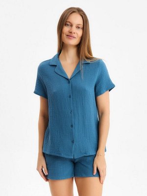 Комплект домашний женский (рубашка, шорты) KAFTAN Basic размер, синий