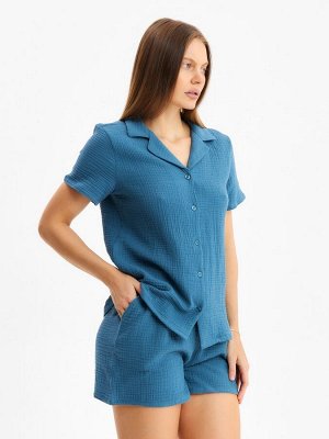 Комплект домашний женский (рубашка, шорты) KAFTAN Basic размер, синий