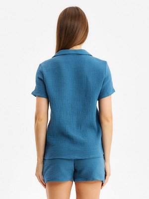 Комплект домашний женский (рубашка, шорты) KAFTAN Basic размер, синий