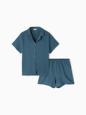 Комплект домашний женский (рубашка, шорты) KAFTAN Basic размер, синий
