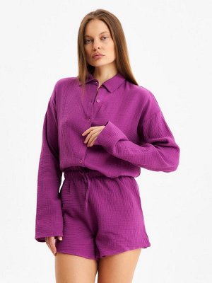 Комплект домашний женский (рубашка, шорты) KAFTAN Basic размер, сиреневый