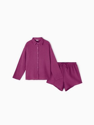 Комплект домашний женский (рубашка, шорты) KAFTAN Basic размер, сиреневый