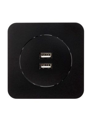 Розетка с 2 USB-A разъёмами, 2.1 А, 5 В, серия Circular, скрытый монтаж, чёрная