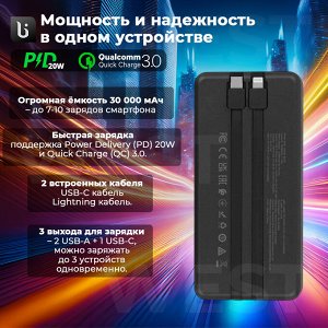 Портативный аккумулятор Power Bank Hoco Graceful BJ57B, 30000mAh, PD20W, QC3.0, 2 USB-A, USB-C