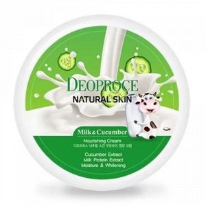 DEOPROCE MOISTURE MILK CUCUMBER CREAM Увлажняющий крем для лица с экстрактами огурца и молочного протеина 100г
