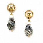 Серьги Nature Bijoux, Ozaretta, с камнем боджи и костью, NB23.2-12-78724 (серый)