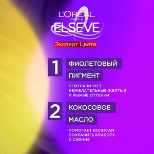 Эльсев Маска для волос оттенка блонд и мелированных брюнеток, против желтизны "Эксперт цвета: Фиолетовая" 150 мл