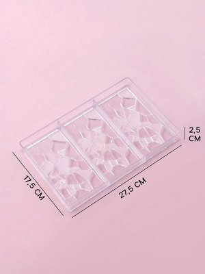 Форма для шоколада KONFINETTA «Сплит», пластик, 27.5x17.5x2.5 см, 3 ячейки 15.3x7.5x0.8 см, прозрачная