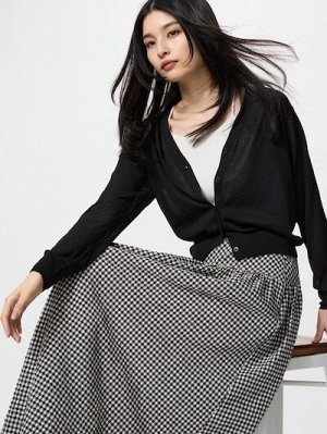 UNIQLO - легкий кардиган с V-образным вырезом - 09 BLACK