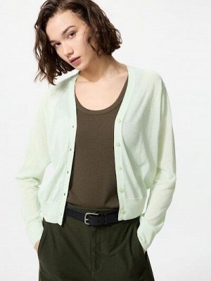 UNIQLO - легкий кардиган с V-образным вырезом - 50 LIGHTGREEN