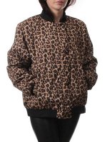 H24-608 BROWN LEOPARD Куртка бомбер демисезонная женская (100 гр. синтепон)