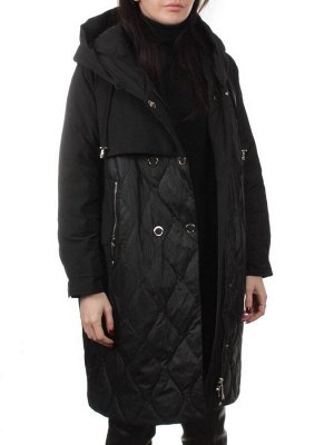 258 BLACK Пальто демисезонное женское (100 гр. холлофайбер)