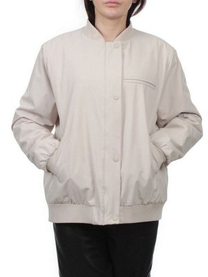 H24-608 LT. BEIGE Куртка бомбер демисезонная женская (100 гр. синтепон)