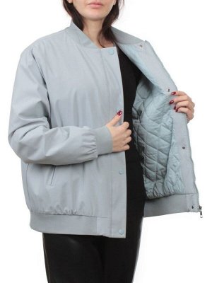 H24-608 GRAY/BLUE Куртка бомбер демисезонная женская (100 гр. синтепон)