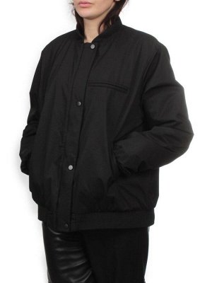H24-608 BLACK Куртка бомбер демисезонная женская (100 гр. синтепон)