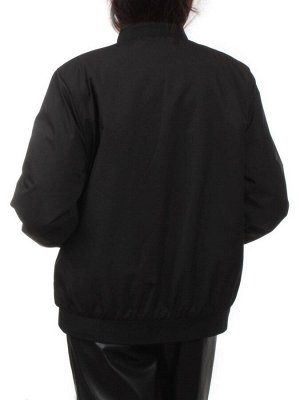 H24-608 BLACK Куртка бомбер демисезонная женская (100 гр. синтепон)