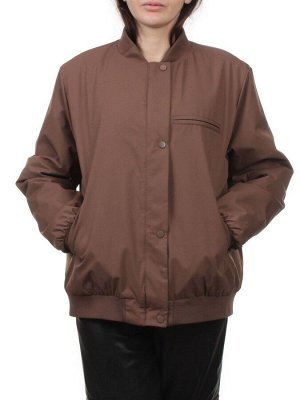 H24-608 BROWN Куртка бомбер демисезонная женская (100 гр. синтепон)