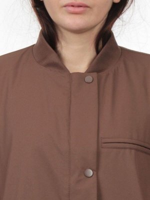 H24-608 BROWN Куртка бомбер демисезонная женская (100 гр. синтепон)