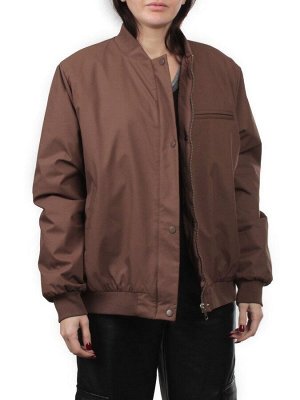 H24-608 BROWN Куртка бомбер демисезонная женская (100 гр. синтепон)