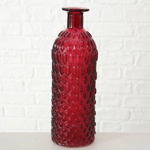 Ваза-бутылка стеклянная Рябь, высота 20 см