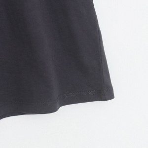 Однотонная футболка чистый хлопок с короткими рукавами с рисунком, черная