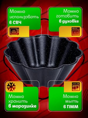 Форма для кекса стеклянная Borcam Non Stick 1.68 л, черная