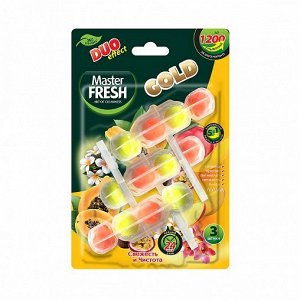 Туалетный блок для унитаза Master Fresh Duo effect Gold 5 в 1, тропик, 3 шт