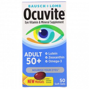 Bausch & Lomb, Ocuvite, для взрослых старше 50&nbsp - лет, витаминная и минеральная добавка для глаз, 50&nbsp - мягких таблеток