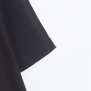 Футболка хлопковая с круглым вырезом и с мультяшным принтом, черная