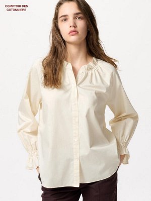 UNIQLO - атласная рубашка с оборками - 30 NATURAL