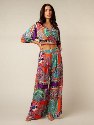 Костюм с брюками Оранжев./Попугаи