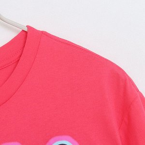 Футболка хлопковая с круглым вырезом и с мультяшным принтом, красная