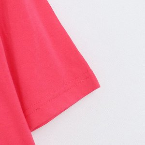 Футболка хлопковая с круглым вырезом и с мультяшным принтом, красная