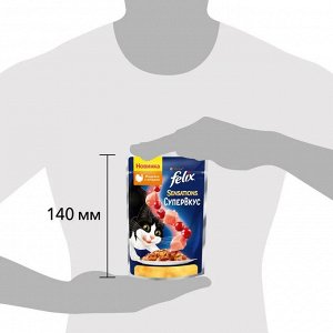 Влажный корм для кошек Felix Sensations Супервкус, в желе с индейкой и ягодами, 75 г