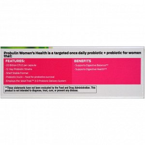 Probulin, Women&#x27 - s Health, Probiotic, 20 Billion CFU, 60 Capsules