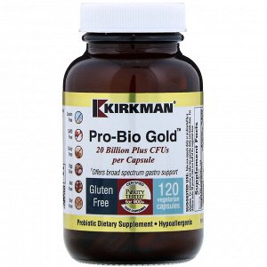 Kirkman Labs, Pro-Bio Gold, гипоаллергенные, более 20 млрд КОЕ, 120 вегетарианских капсул