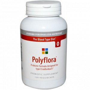 D&#x27 - adamo, Polyflora, Probiotic Formula for Blood Type Diet O, 120 Veggie Caps