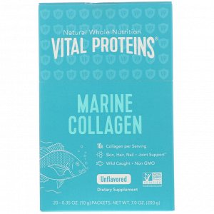 Vital Proteins, Морской коллаген, без вкусовых добавок, 20 пакетиков, 10 г (0,35 унции) в каждом