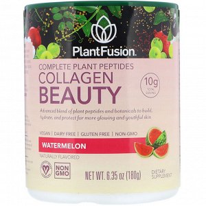PlantFusion, Комплекс с растительными пептидами, Collagen Beauty, арбуз, 180 г