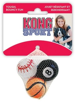 Игрушка KONG для собак Air Sport "Теннисный мяч" очень маленький (в упаковке 3 шт.), 4 см, без пищалки