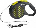 Flexi рулетка Design XS (до 8 кг) 3 м трос черная/желтый горох