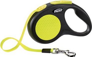 flexi рулетка Neon New S (до 15 кг) лента 5 м, светоотражающая, желтый неон